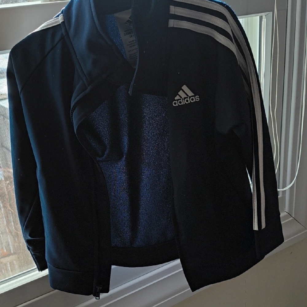 Adidas Kids Navy and White Jacket
